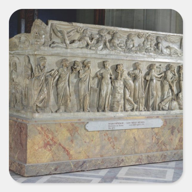 Sarcophagus with frieze of the Nine Muses Square Sticker (Front)