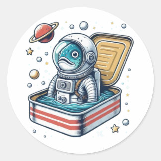 Sardine Astronaut Retro Funny Sticker