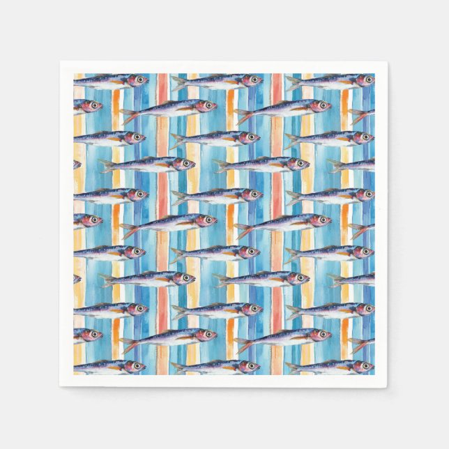 Sardine Fish Striped Pattern  Napkin (Front)