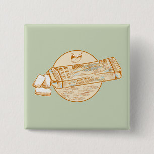 Sardine flavoured chewing gum funny fish 2 inch square button