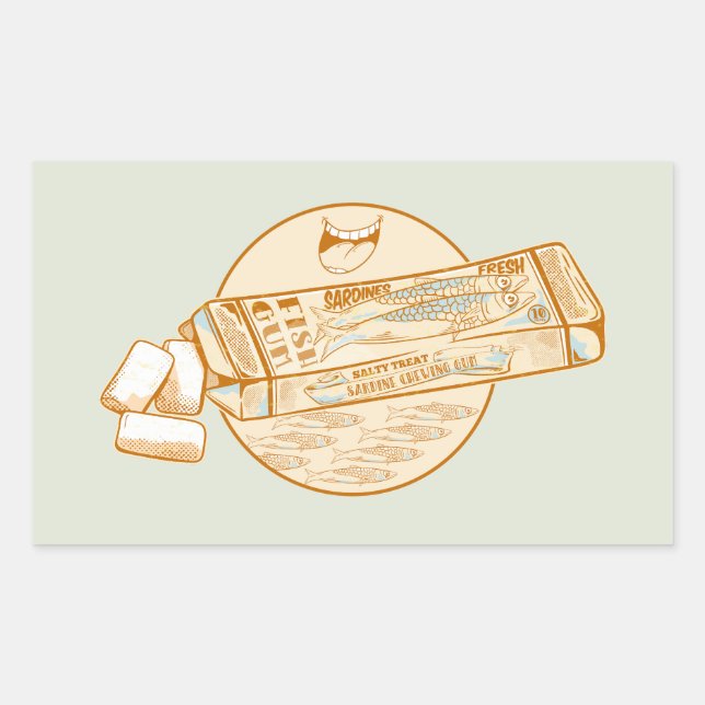 Sardine flavoured chewing gum funny fish sticker (Front)