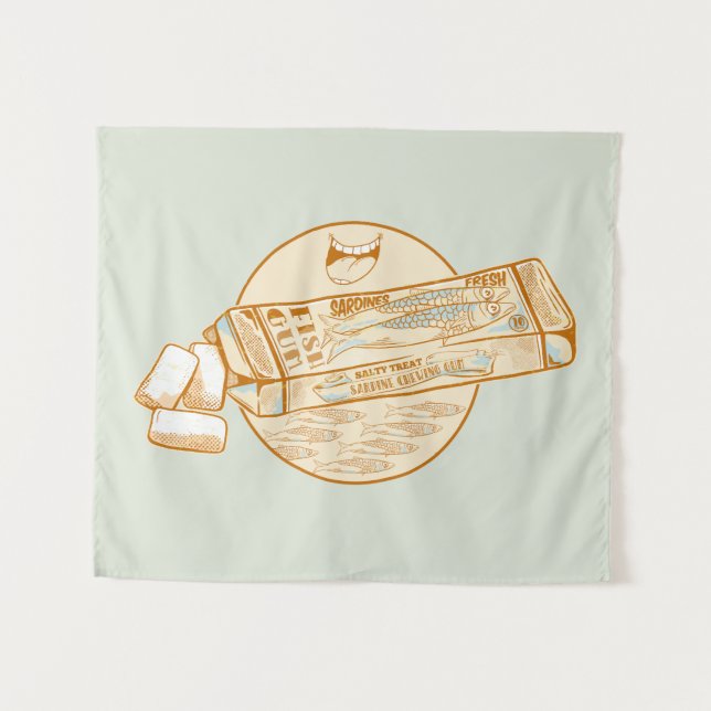 Sardine flavoured chewing gum funny fish tapestry (Front (Horizontal))
