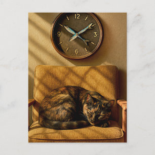 Sardine O’clock Dreamtime – Surreal Cat Art Postcard