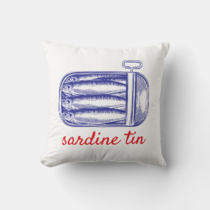 Sardine tin throw pillow