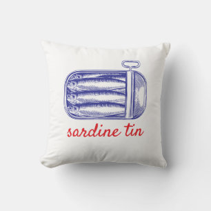 Sardine tin throw pillow
