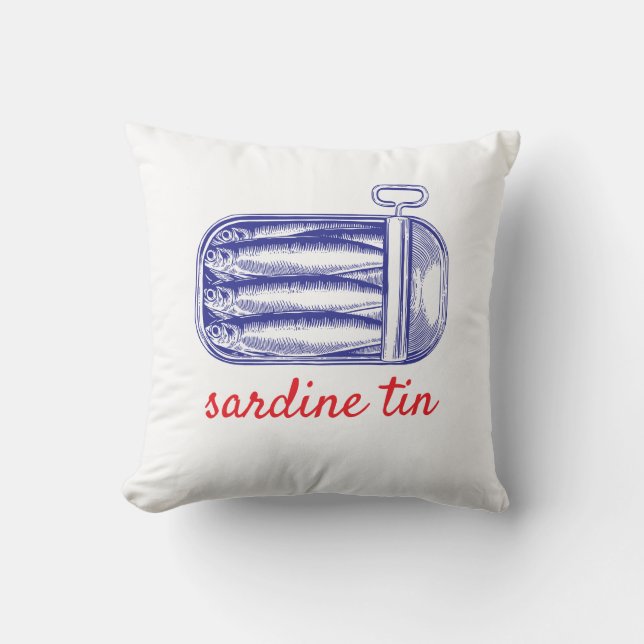 Sardine tin throw pillow (Front)