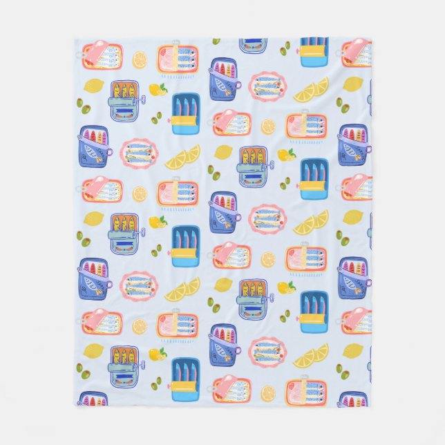 Sardines and Lemons Fleece Blanket (Front)