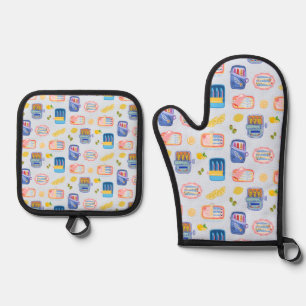 Sardines and Lemons Oven Mitt & Pot Holder Set