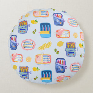 Sardines and Lemons Round Pillow