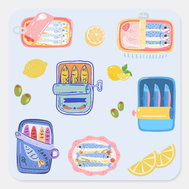  Sardines and Lemons Square Sticker (Front)