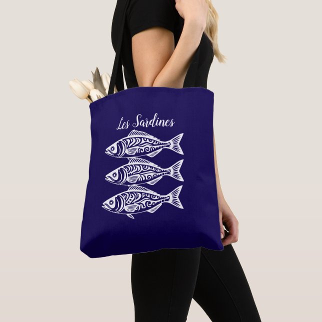 Sardines-Blue Hawaiian Tote Bag (Close Up)