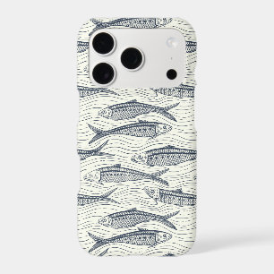 Sardines en mouvement en bleu marine et ivoire