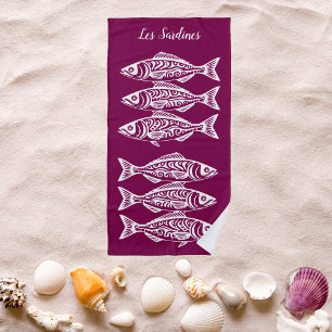 Sardines-Hawaiian-Fisherman Core-Wine Colour Beach Towel