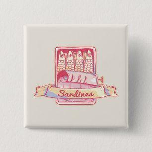 Sardines in a tin 2 inch square button