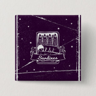 Sardines in a tin Distressed 2 Inch Square Button