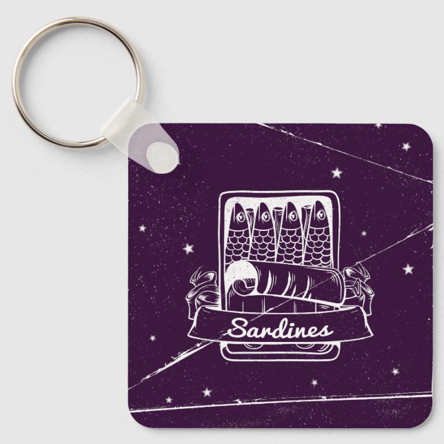 Sardines in a tin Distressed Keychain (Front)