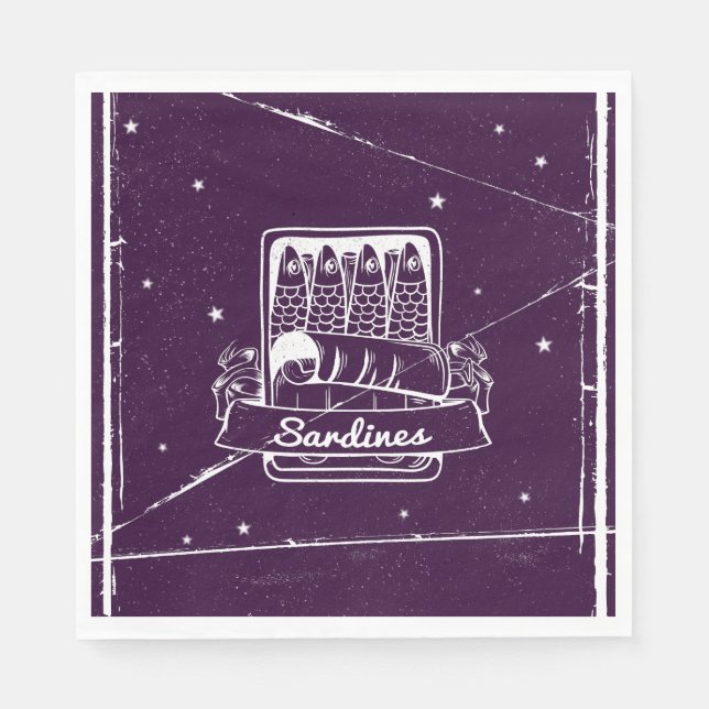 Sardines in a tin Distressed Napkin (Front)