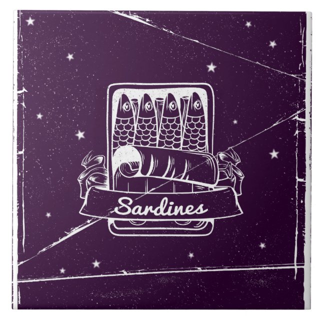 Sardines in a tin Distressed Tile (Front)