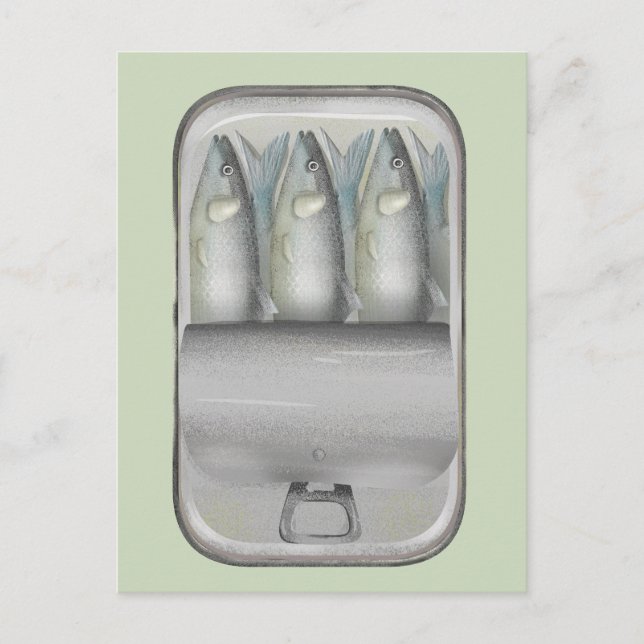 Sardines in a tin postcard (Front)