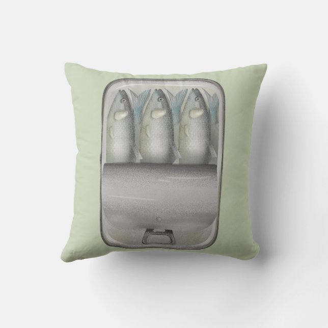 Sardines in a tin throw pillow (Back)