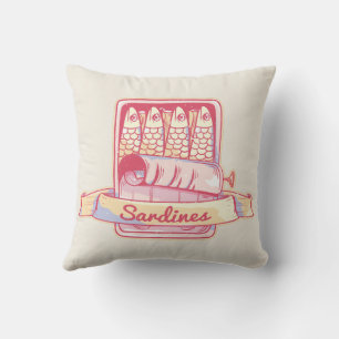 Sardines in a tin throw pillow