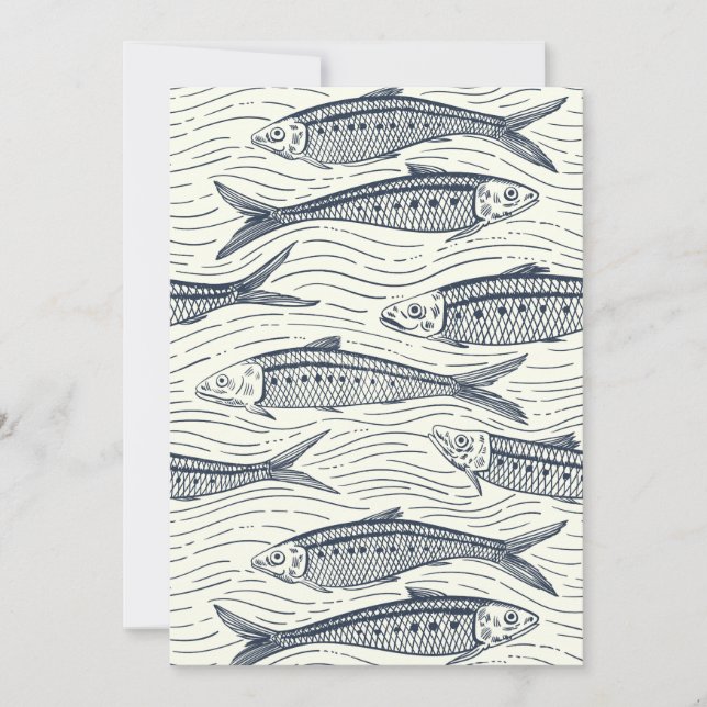 Sardines in Motion in navy and ivory (Front)