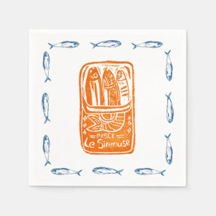 Sardines Lino Design Cocktail Party Napkins Set