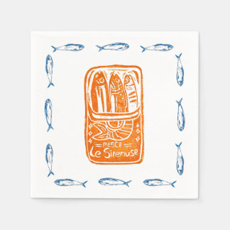 Sardines Lino Design Cocktail Party Napkins Set