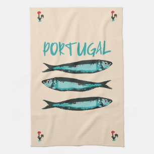 Sardines of Lisbon festival, symbol of Portugal Kitchen Towel