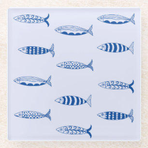 Sardines Pattern Glass Coaster