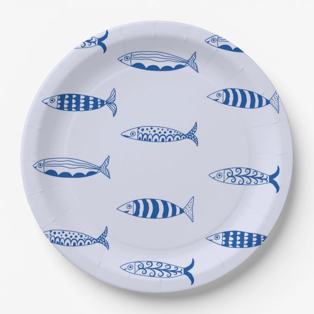 Sardines Pattern Paper Plate (Front)