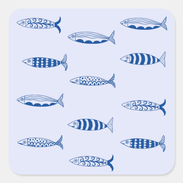 Sardines Pattern Square Sticker (Front)