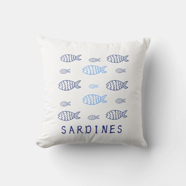 Sardines Throw Pillow (Front)