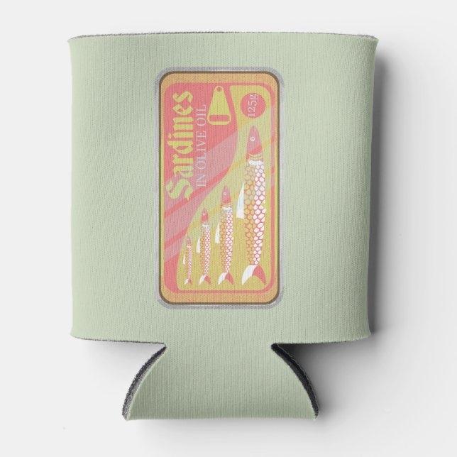 Sardines tin Retro poster style Can Cooler (Front)