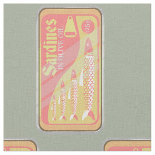 Sardines tin Retro poster style Fabric