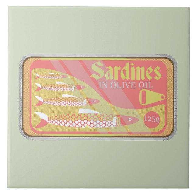 Sardines tin Retro poster style Tile (Front)