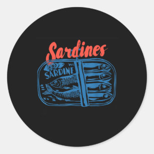 Sardines Tinned Fish Retro Graphic For Men Women  Classic Round Sticker