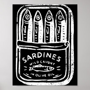 Sardines Tinned Fish Retro Graphic Summer For Men Poster