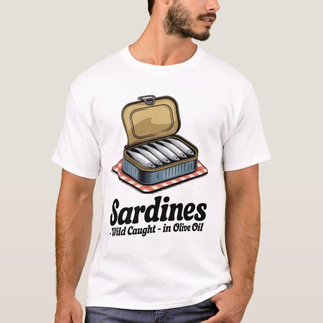 Sardines Tinned Fish Retro Graphic Summer for Men T-Shirt (Front)