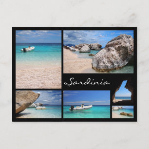 Sardinia beaches black frame collage postcard