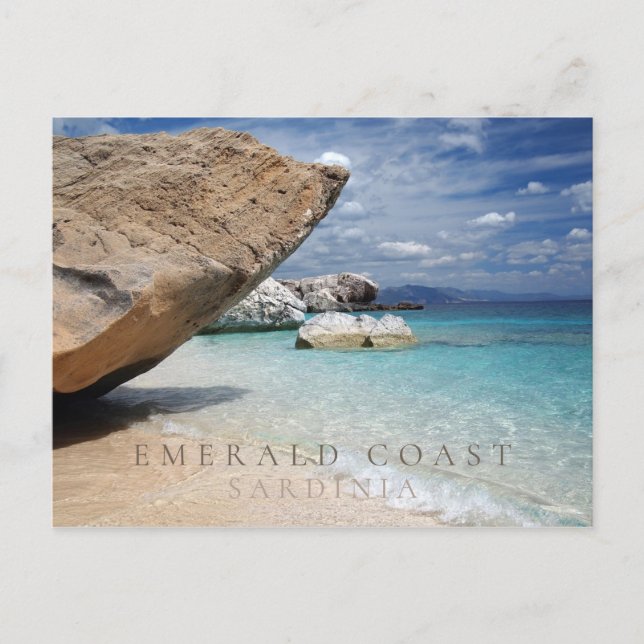 Sardinia Emerald Coast beach with rocks Postcard (Front)