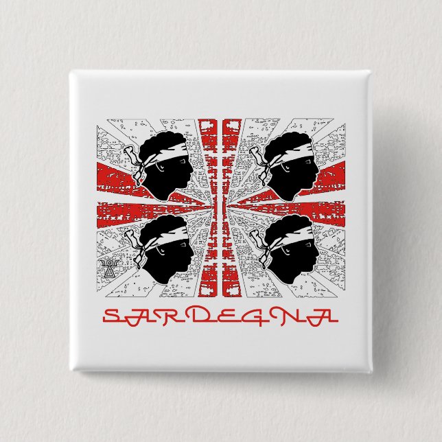 Sardinia flag - Grunge - badge 2 Inch Square Button (Front)