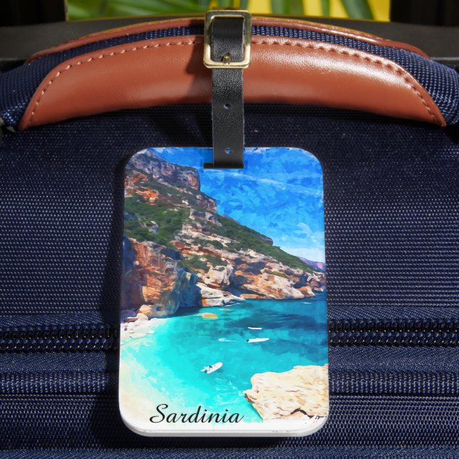 Sardinia Italy Mediterranean Landscape Luggage Tag (Front Insitu 2)