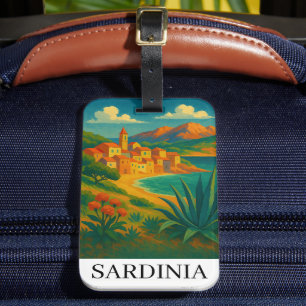 Sardinia Italy VIntage Travel Art Luggage Tag
