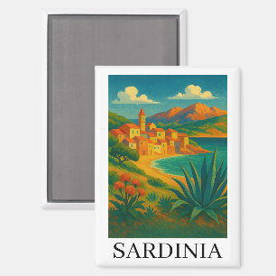 Sardinia Italy VIntage Travel Art Magnet