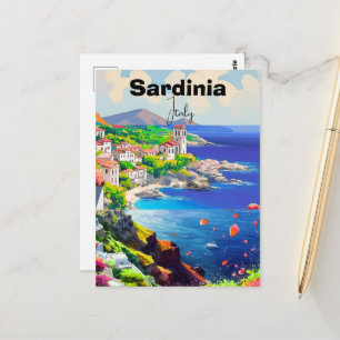 Sardinia Poster Italy Souvenir Sea Decoration  Postcard