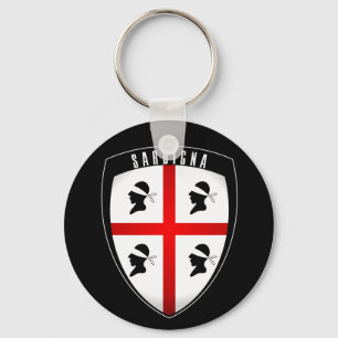 Sardinia, Shield Crest (black) Keychain
