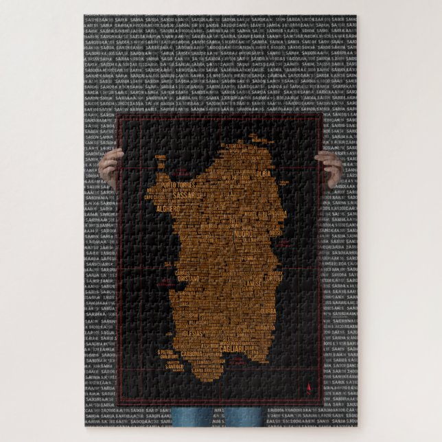 Sardinia Typography Map – Challenging Jigsaw Puzzl Jigsaw Puzzle (Vertical)