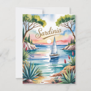 Sardinia watercolor postcard