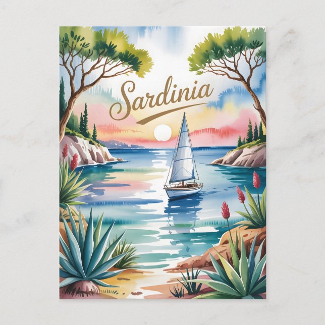Sardinia watercolor postcard (Front)